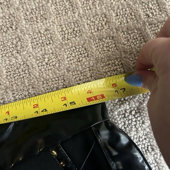 MARC JACOBS Black Capri Crop Pant Womens Size 8 Patent Leather Detail Wool - Picture 9 of 12